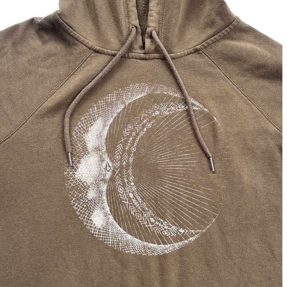 Volcom Graphic Hoodie Women Medium Olive Green Excellent Celestial Moon Pullover - Picture 6 of 12